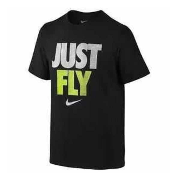Nike Black Crewneck Just Fly Dri Fit Short Sleeve Tee Size Small - Picture 2 of 4